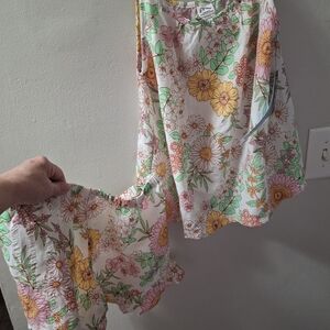Art Class Floral Sleepwear Set with Yellow and Green Accents
